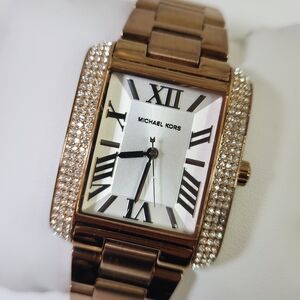 Michael Kors Emery Watch Rose Gold Rectangular Watch